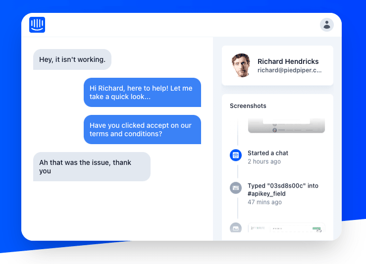 Intercom screen sharing. Yes, you can see the user’s screen from Intercom in one click. Get Upscope.