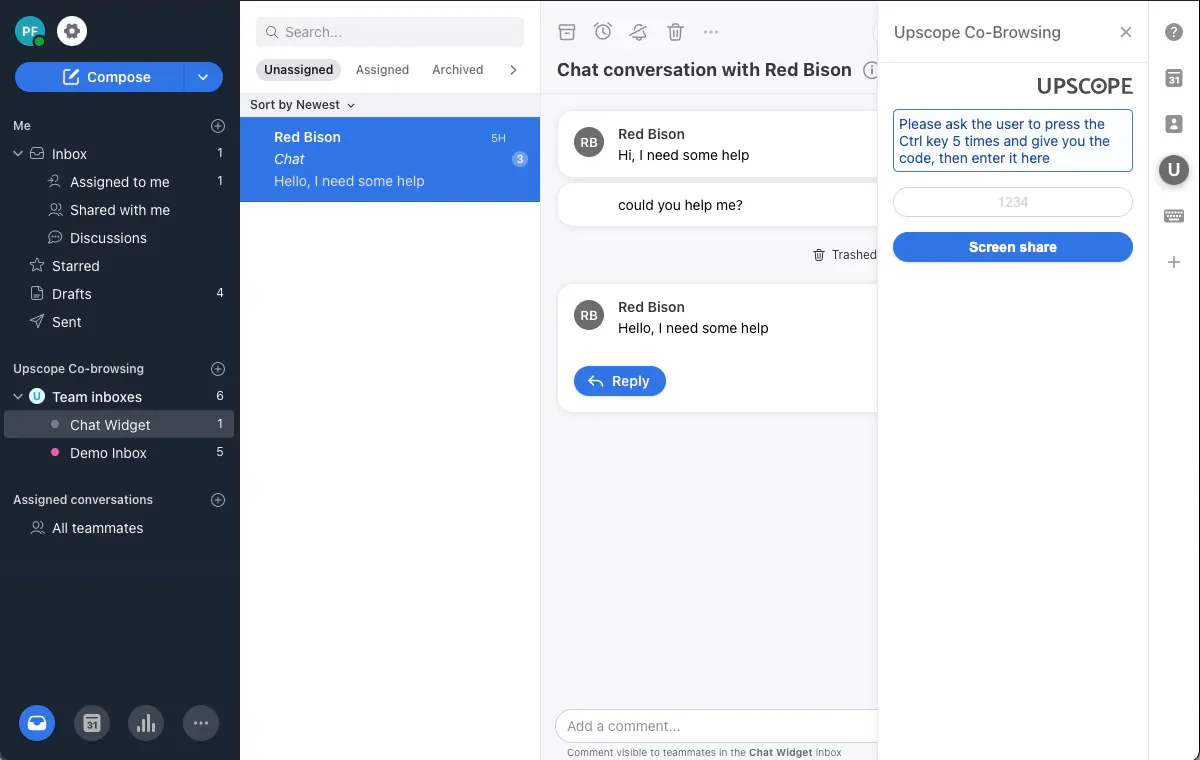 Support Code Screenshot