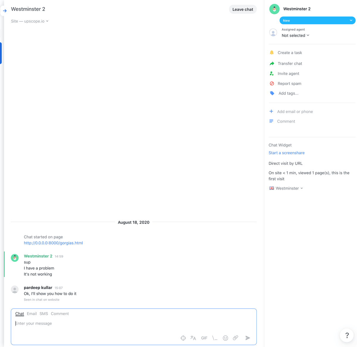 JivoChat Screen Sharing Link