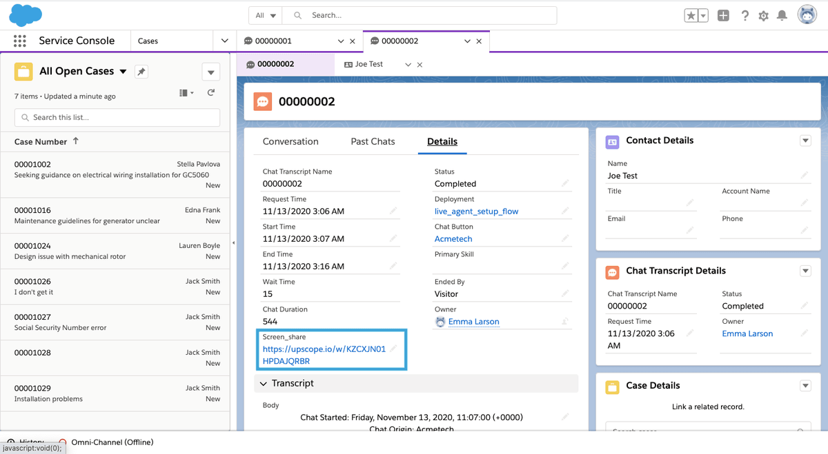 Salesforce Chat Integration Screenshot
