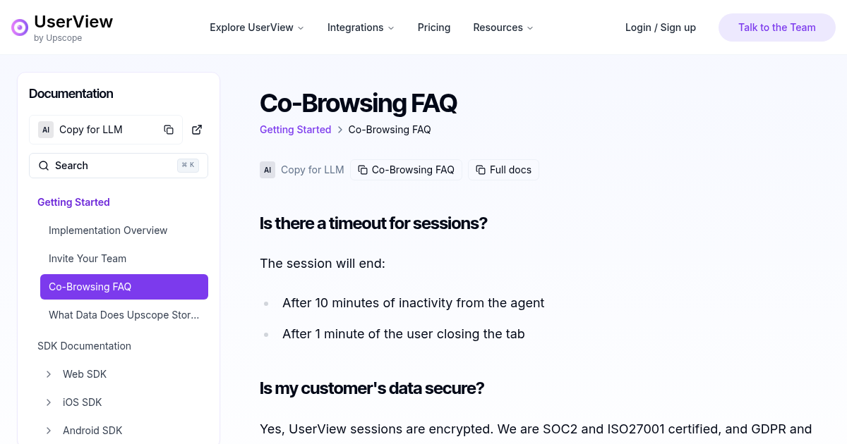 Co-Browsing FAQ | UserView Documentation