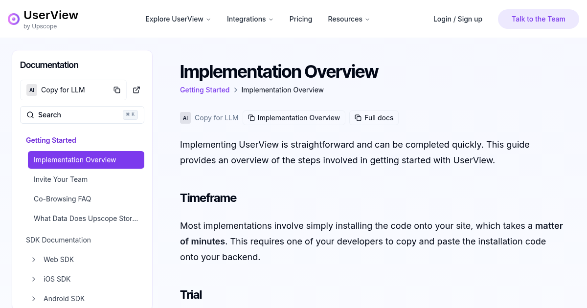 Implementation Overview | UserView Documentation