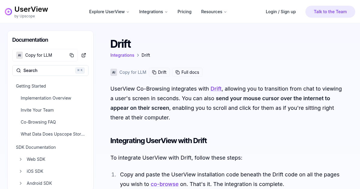 Drift | UserView Documentation