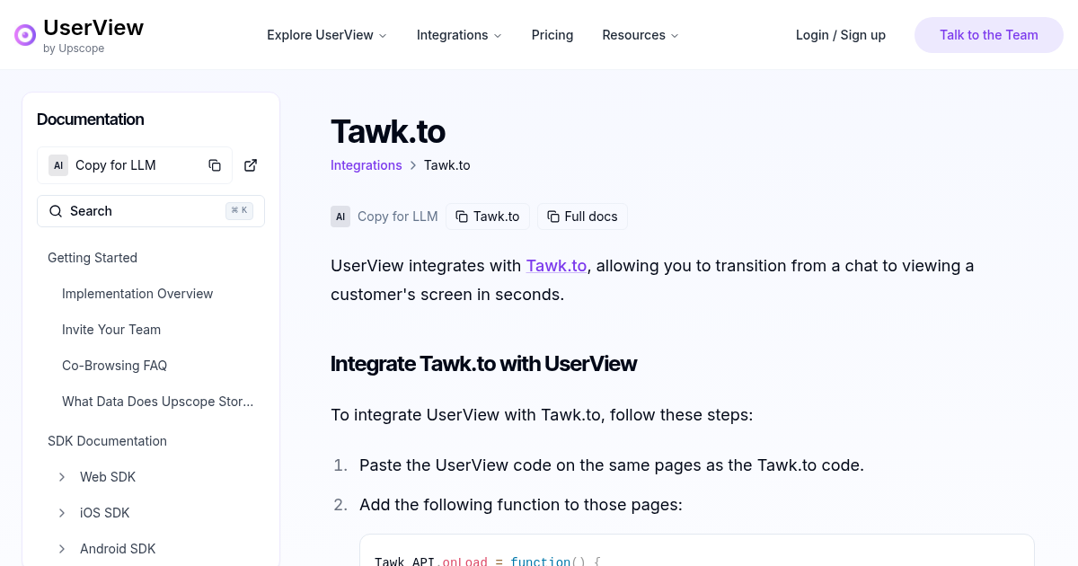 Tawk.to | UserView Documentation