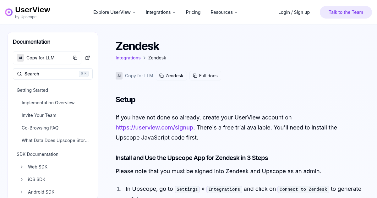 Zendesk | UserView Documentation