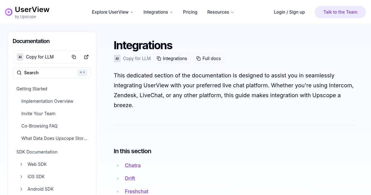 Integrations | UserView Documentation
