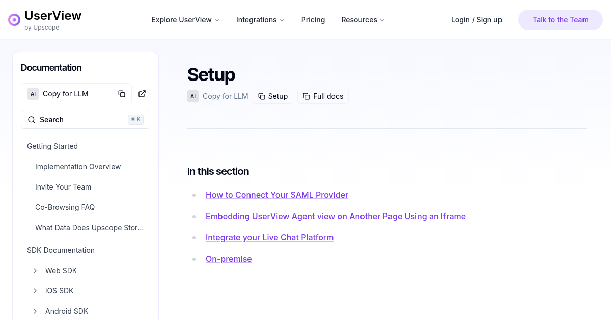 Setup | UserView Documentation
