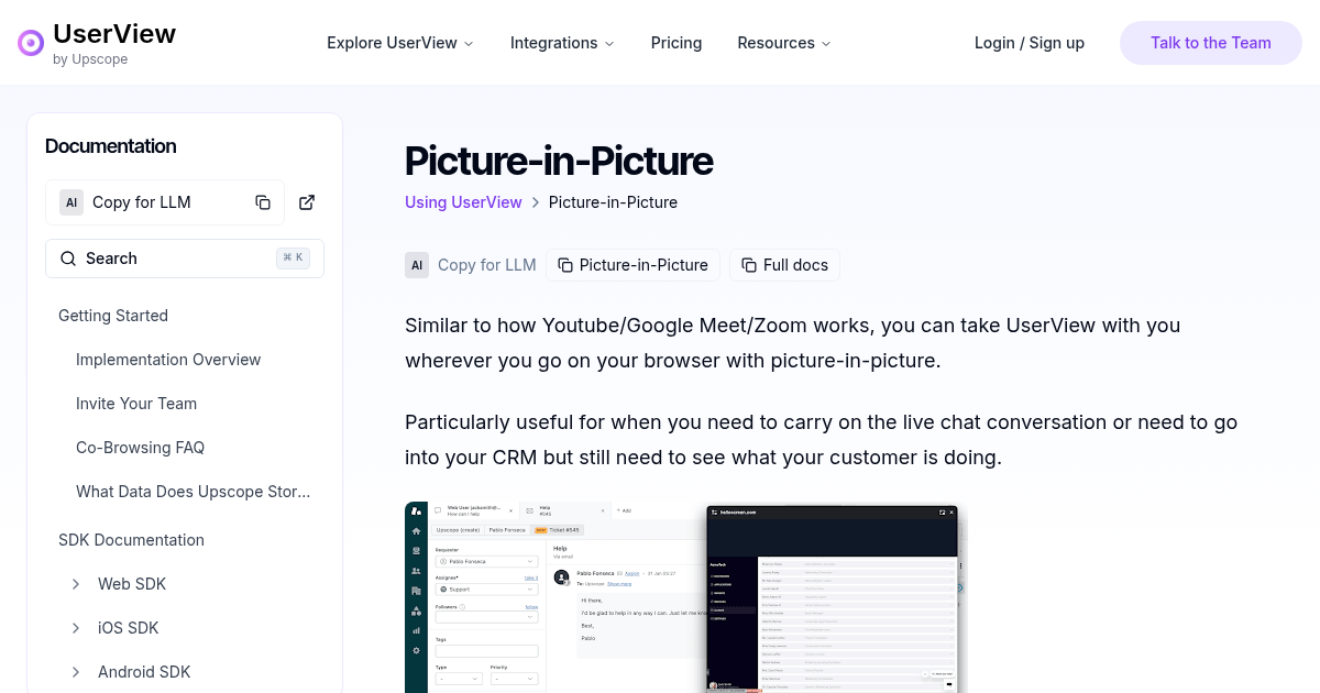 Picture-in-Picture | UserView Documentation