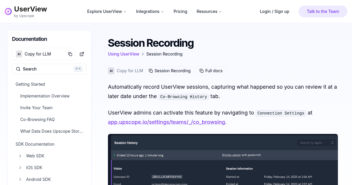 Session Recording | UserView Documentation