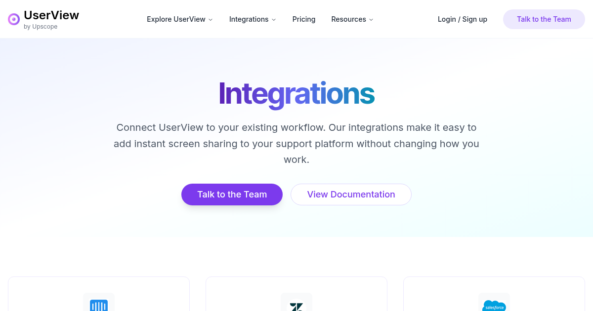 Integrations | UserView