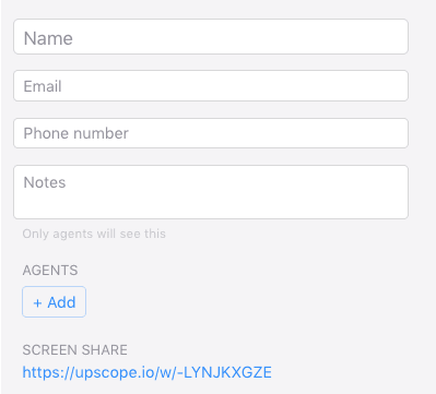 UserView Chatra integration showing screen sharing capabilities
