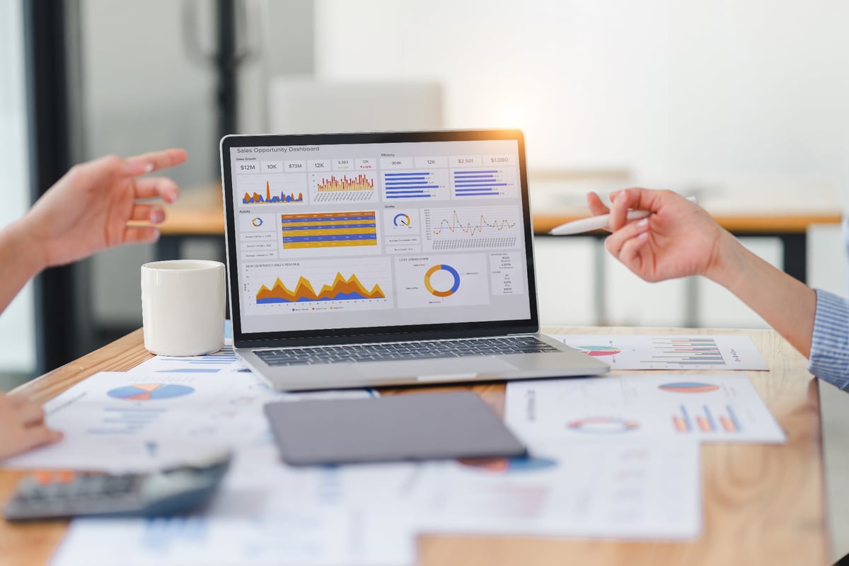 CRM dashboard showing sales opportunities with data visualizations and charts